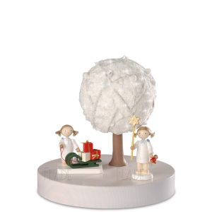 Apfelbaum auf Scheibe, Winter (ohne Figuren)