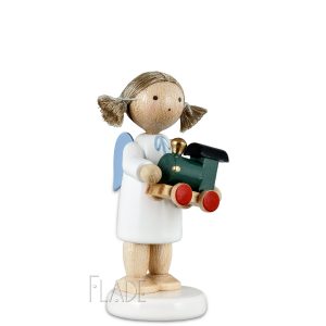 Engel mit Spielzeuglokomotive