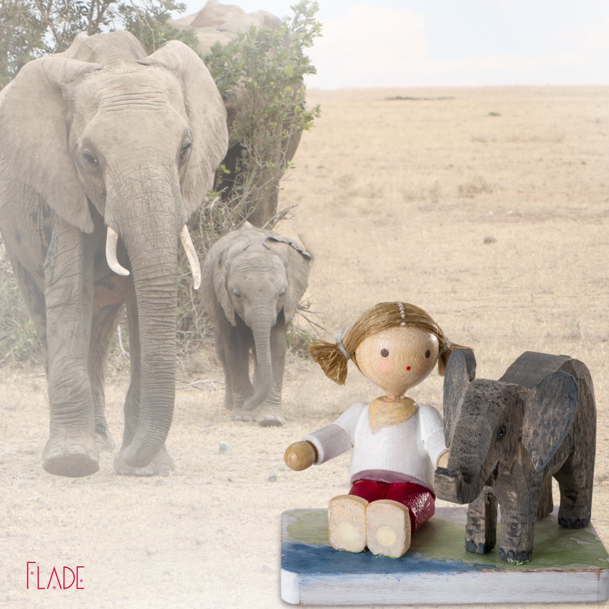 Mädchen mit Baby-Elefant | Kuscheldecken